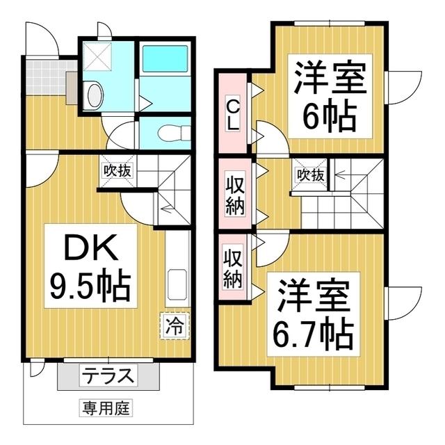 エトワール(2DK/1階)の間取り写真