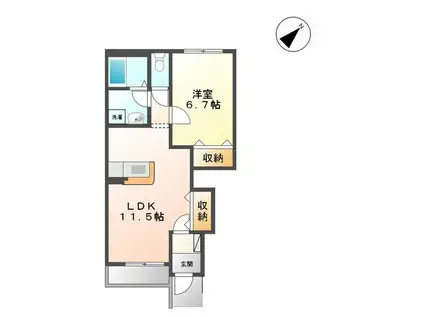 広々とした室内が魅力(1LDK/1階)の間取り写真