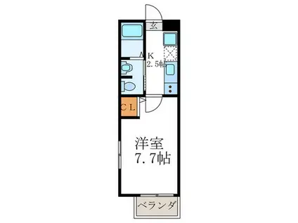 フラッティ大将軍(1K/1階)の間取り写真