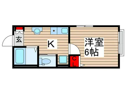ベルンハルト新松戸(1K/2階)の間取り写真