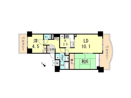 高取台ロイヤルマンション(2LDK/9階)の間取り写真