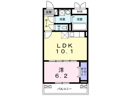 ルミエール桂川(1LDK/2階)の間取り写真