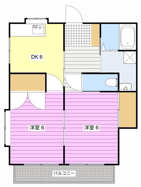 メゾンやまざき I(2DK/2階)の間取り写真