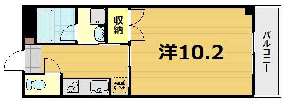 エリーフラッツ京町(1K/4階)の間取り写真