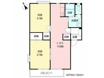 アヴェニール・アージュD棟(2LDK/2階)の間取り写真
