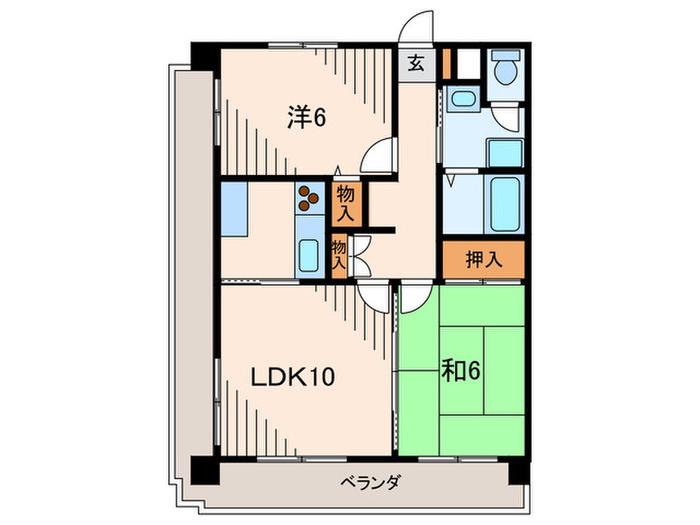 グランピアウエスト(2LDK/3階)の間取り写真