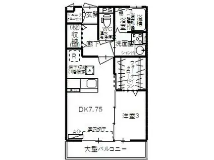 シャンボールB(1DK/1階)の間取り写真