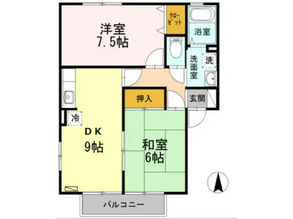 エピナール(2DK/2階)の間取り写真