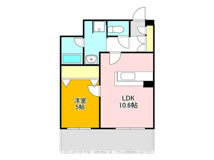 秋桜中間(1LDK/7階)の間取り写真