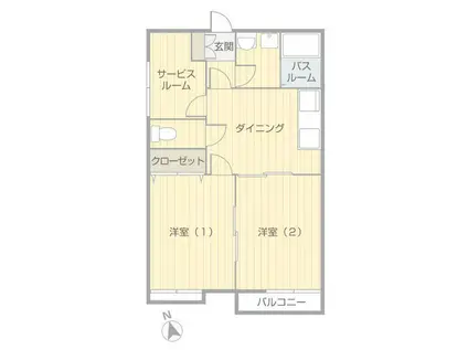 パルハイツ(2SDK/2階)の間取り写真