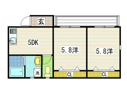アイランドビルⅦ(2DK/3階)の間取り写真