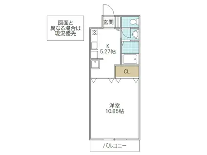 FIELD TOP ISHIKAWA LATIUM(1K/1階)の間取り写真