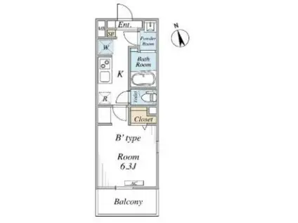 サンコテージ(1K/1階)の間取り写真