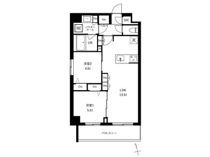 NUUKSION南久宝寺(2LDK/1階)の間取り写真