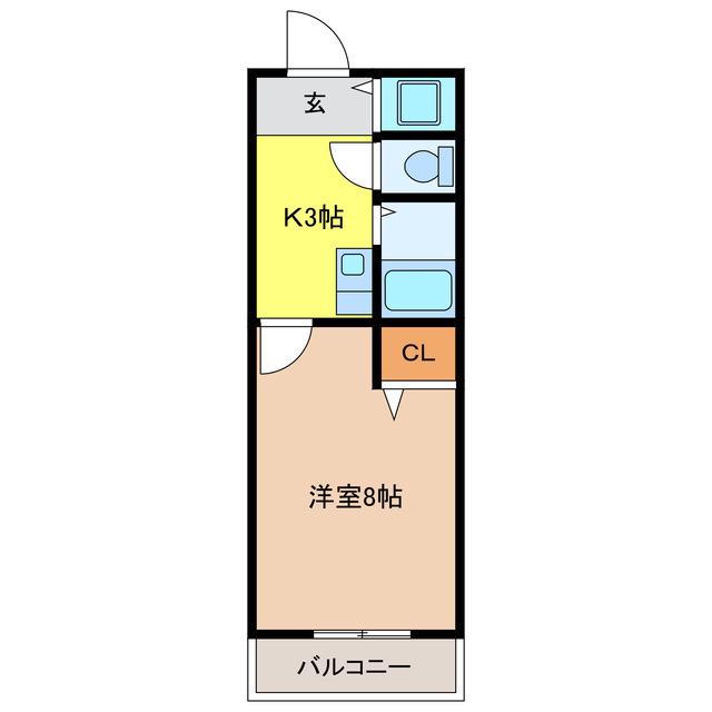 ユニオンハイツ(1K/2階)の間取り写真