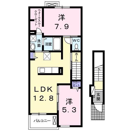 カーサ・グラースI(2LDK/2階)の間取り写真