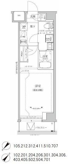 RELUXIA GRANDE 川崎大師公園(1K/3階)の間取り写真
