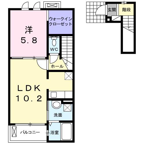 EIMEI SECOND(1LDK/2階)の間取り写真