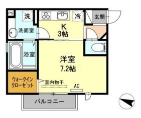 アイクレスト下関駅(1K/2階)の間取り写真