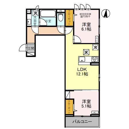 リヴェール・パルコ(2LDK/1階)の間取り写真