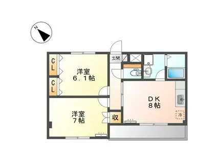 ドルチェ井上弐番館(2DK/1階)の間取り写真