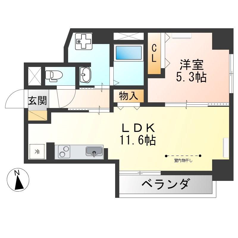 SEA22(1LDK/4階)の間取り写真