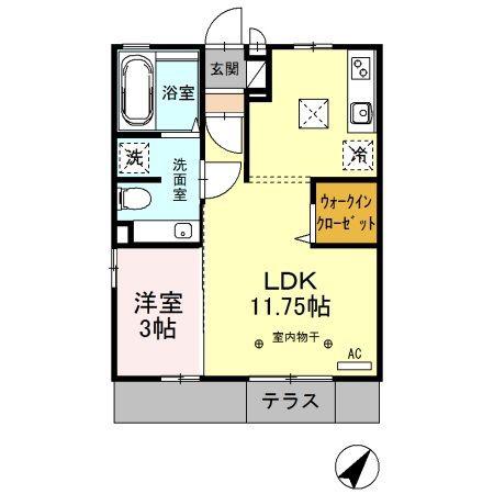 リヴェール(1LDK/1階)の間取り写真