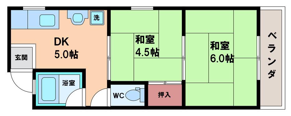 昭和ビル(2DK/5階)の間取り写真