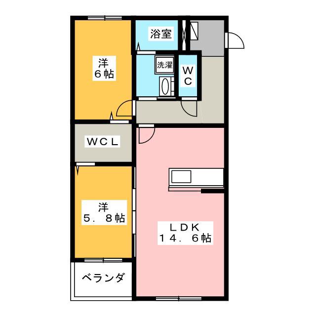 樽見鉄道 北方真桑駅 徒歩30分 3階建 築16年(2LDK/1階)の間取り写真