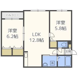 ハピネス八軒(2LDK/3階)の間取り写真