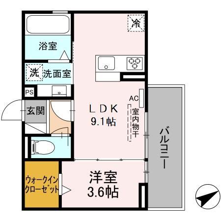 トレンタ 氷室(1LDK/3階)の間取り写真