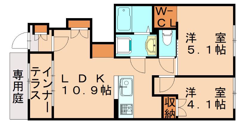 シエル ラフィネ(2LDK/1階)の間取り写真
