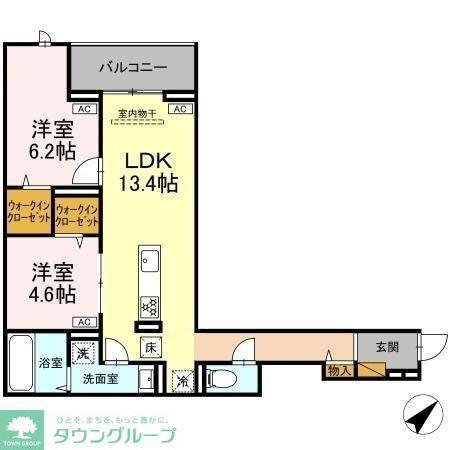 CLASSEUM都賀(2LDK/2階)の間取り写真