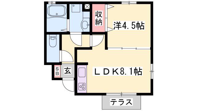 アインスコート(1LDK/1階)の間取り写真