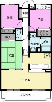 セルリア春日部A(3LDK/4階)の間取り写真