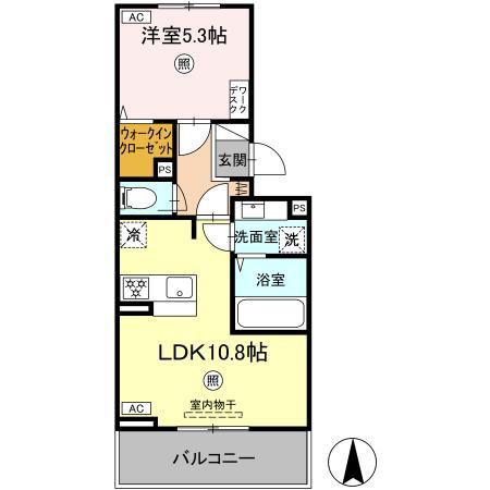 SAKURA A棟(1LDK/3階)の間取り写真