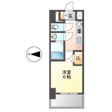 ディアレイシャス名古屋大須通(1K/5階)の間取り写真