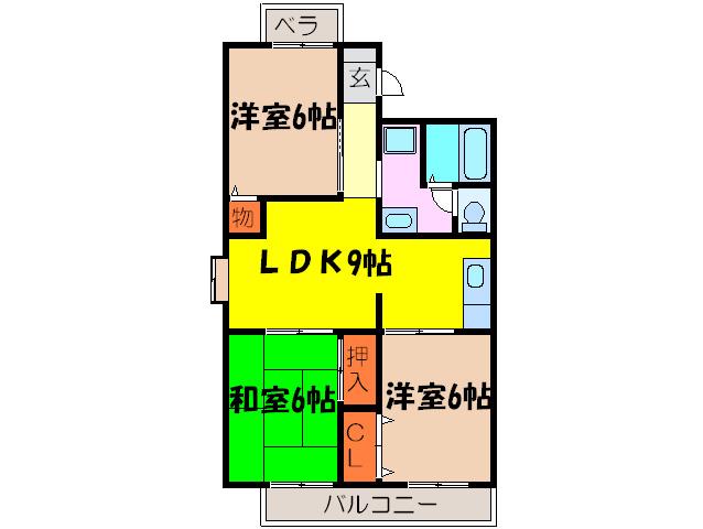 サニーハウス(3LDK/1階)の間取り写真