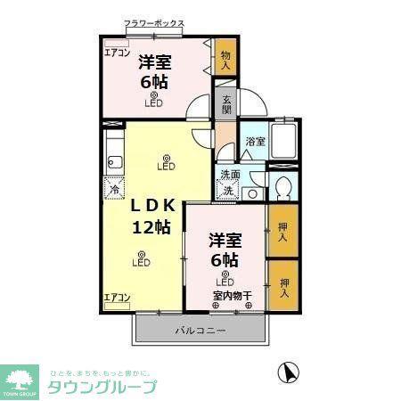 メゾン・ド・ラフィーネ A(2LDK/2階)の間取り写真
