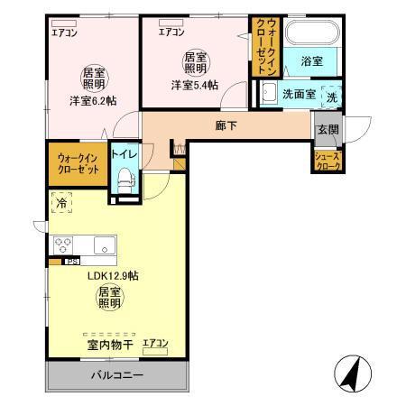 パストラルコート C(2LDK/3階)の間取り写真