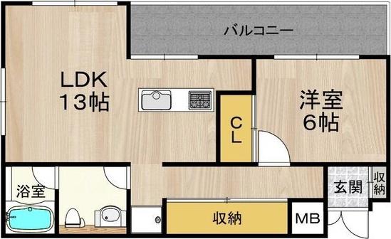 グラスホッパー(1LDK/9階)の間取り写真