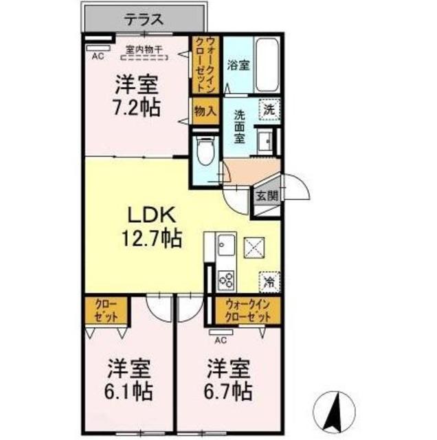 セレスティア江戸川(3LDK/1階)の間取り写真