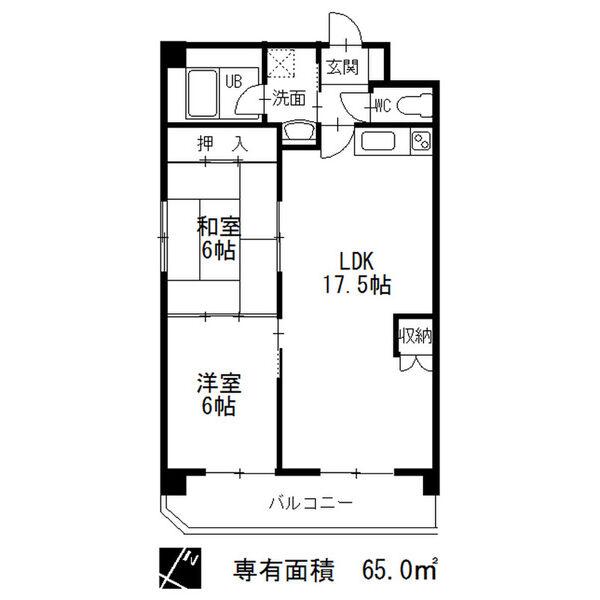 タキマツ第6マンション(2LDK/6階)の間取り写真