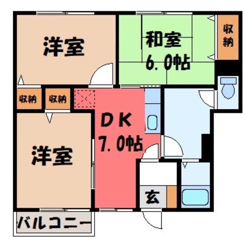 ハイブリッジA(3DK/1階)の間取り写真