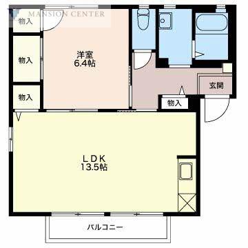 ディアコートB棟(1LDK/1階)の間取り写真