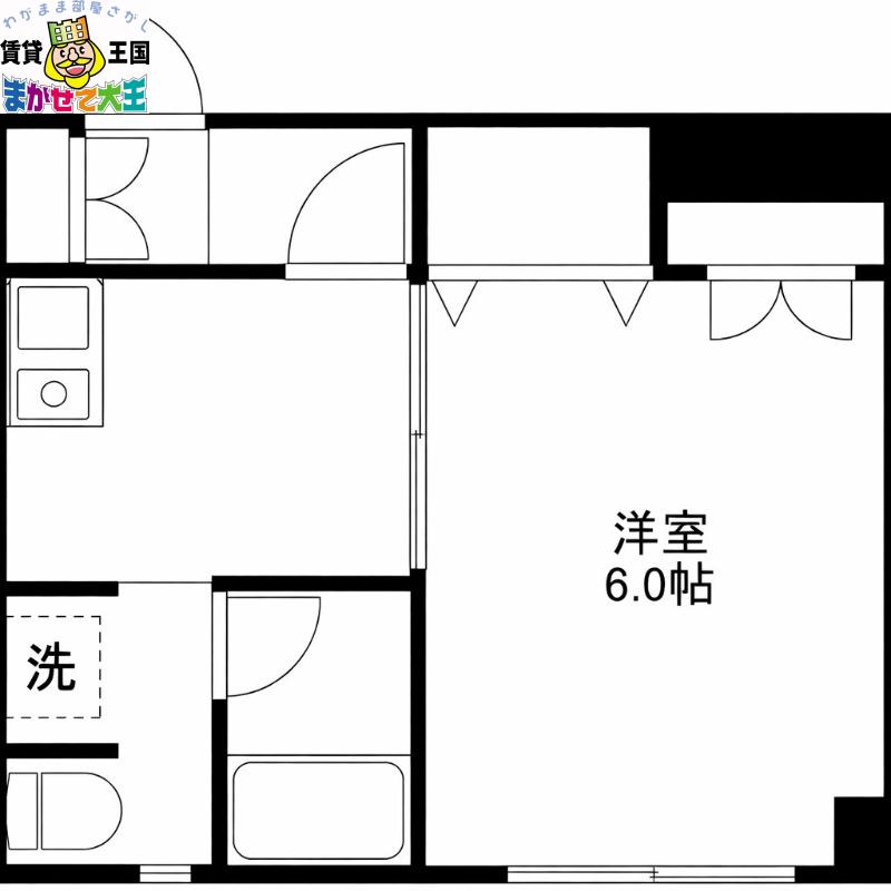 ウィング片淵(1K/1階)の間取り写真