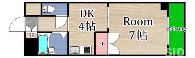 楠青山ビル別館(1DK/5階)の間取り写真