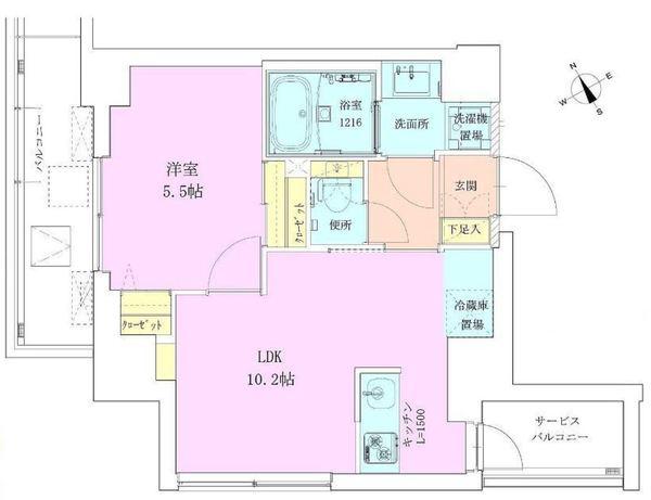 清澄白河レジデンス伍番館(1LDK/4階)の間取り写真