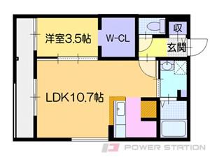 CASAAT平岸2ND(1LDK/2階)の間取り写真