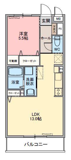  レジデンスガーデン(1LDK/1階)の間取り写真